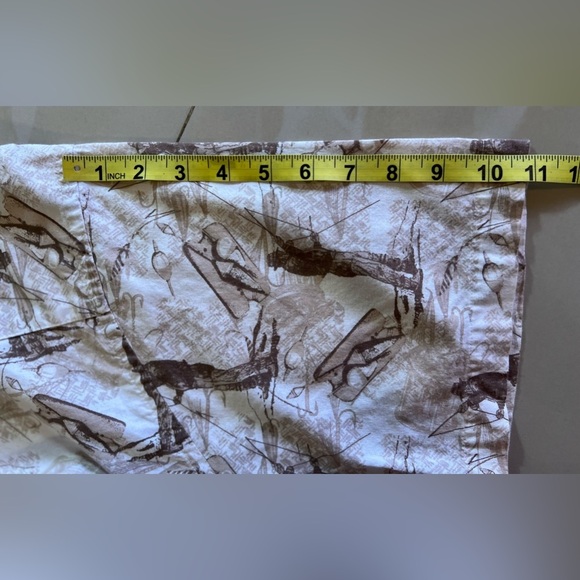 CAF'E LUNA FISH PRINT SHORT SLEEVE SHIRT BEIGE BROWN & WHITE XL(46/48)Men Cotton - Picture 15 of 16